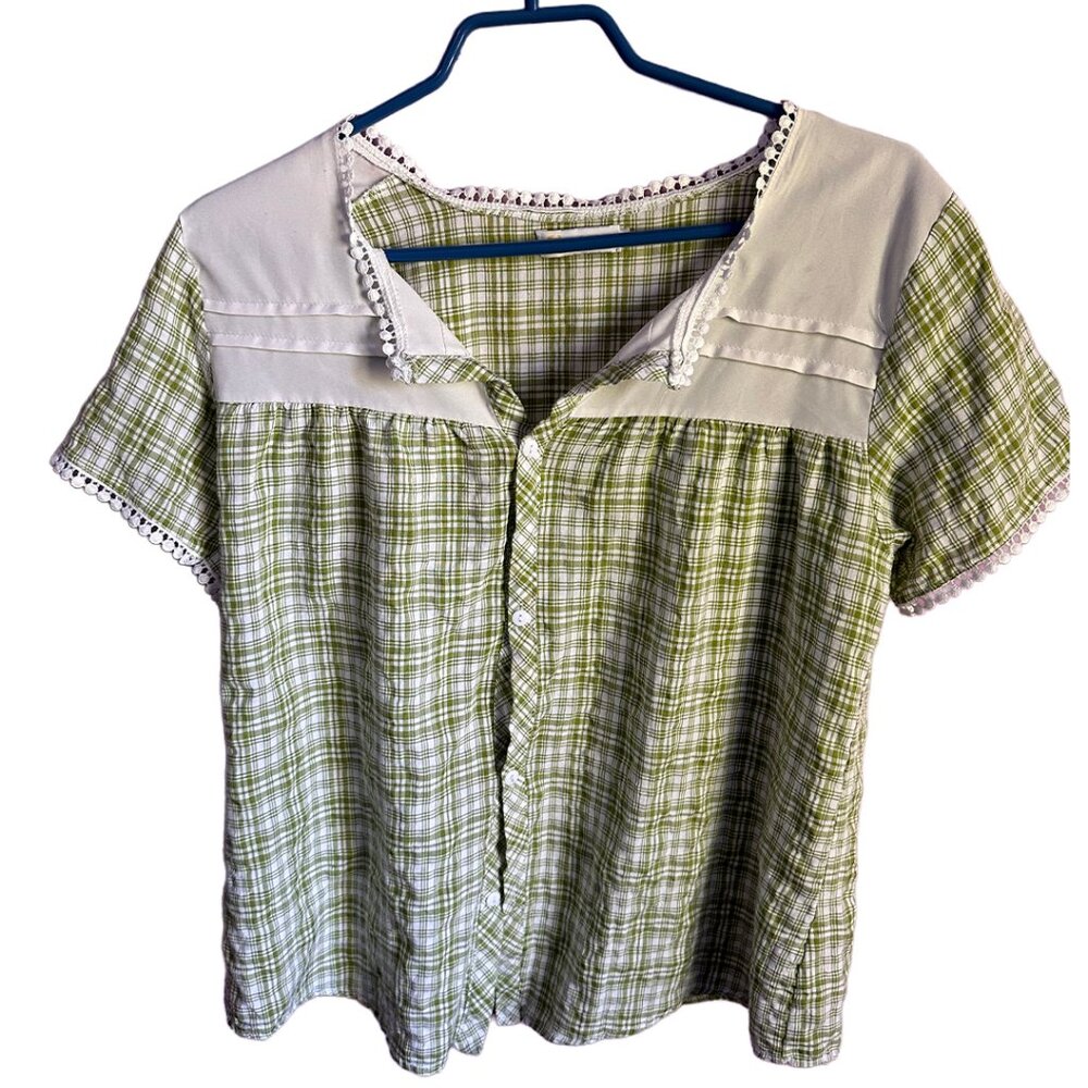 mama green plaid detailed shirt